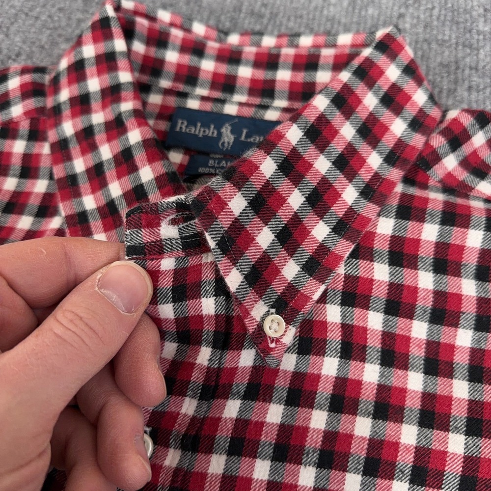 Vintage Polo Ralph Lauren Shirt Men XL Red Black Plaid Blake Oversized Flannel - Picture 4 of 9